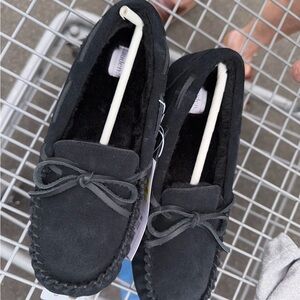 Auden Black Suede Kids Moccasin Slippers
